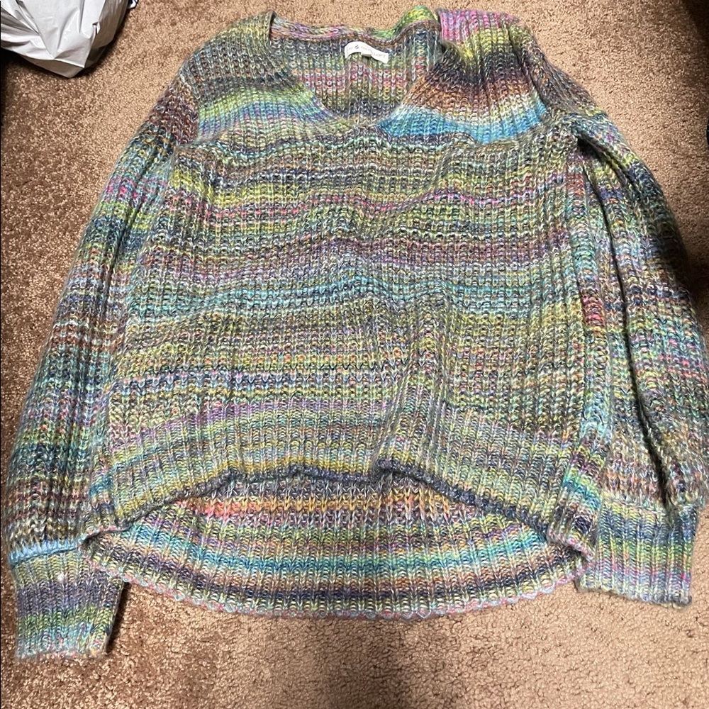 Rainbow sweater with balloon sleeves, Lou & Grey Ann Taylor